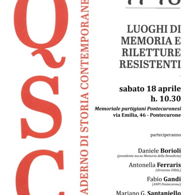 Immagine di Presentazione QSC 77-78 Luoghi di memoria e riletture resistenti presso Memoriale Partigiani Pontecuronesi